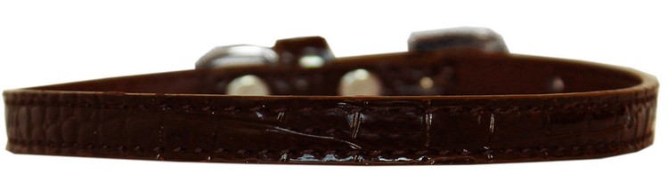 Omaha Plain Croc Dog Collar Chocolate Size 12